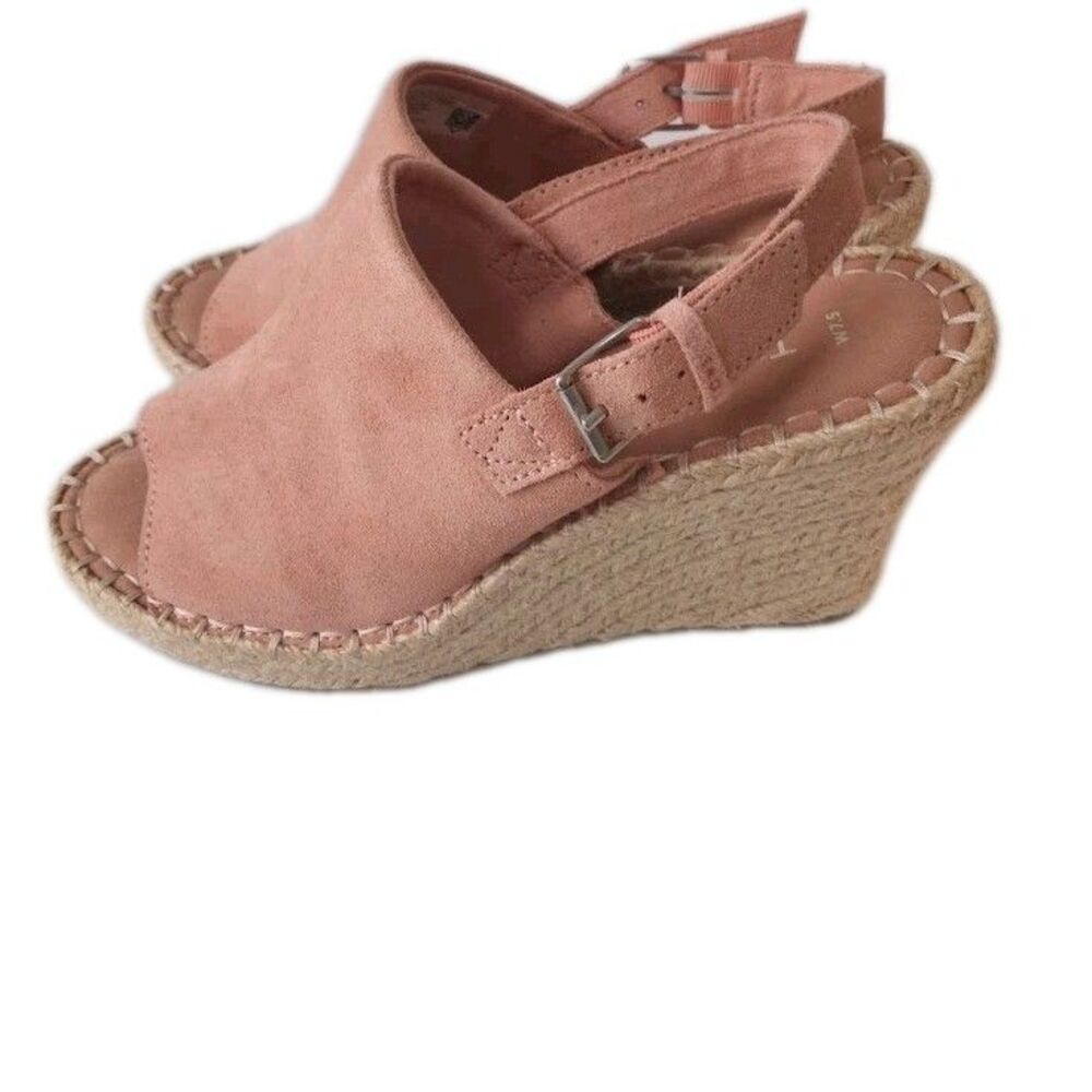 TOMS Women’s Monica Blush Pink Suede Espadrille Wedge Sandals Size 7.5 - Picture 14 of 16